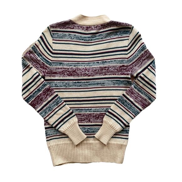 Vintage Casual Corner Striped Cardigan Sweater Medium Wool Blend Red Green - Picture 3 of 8